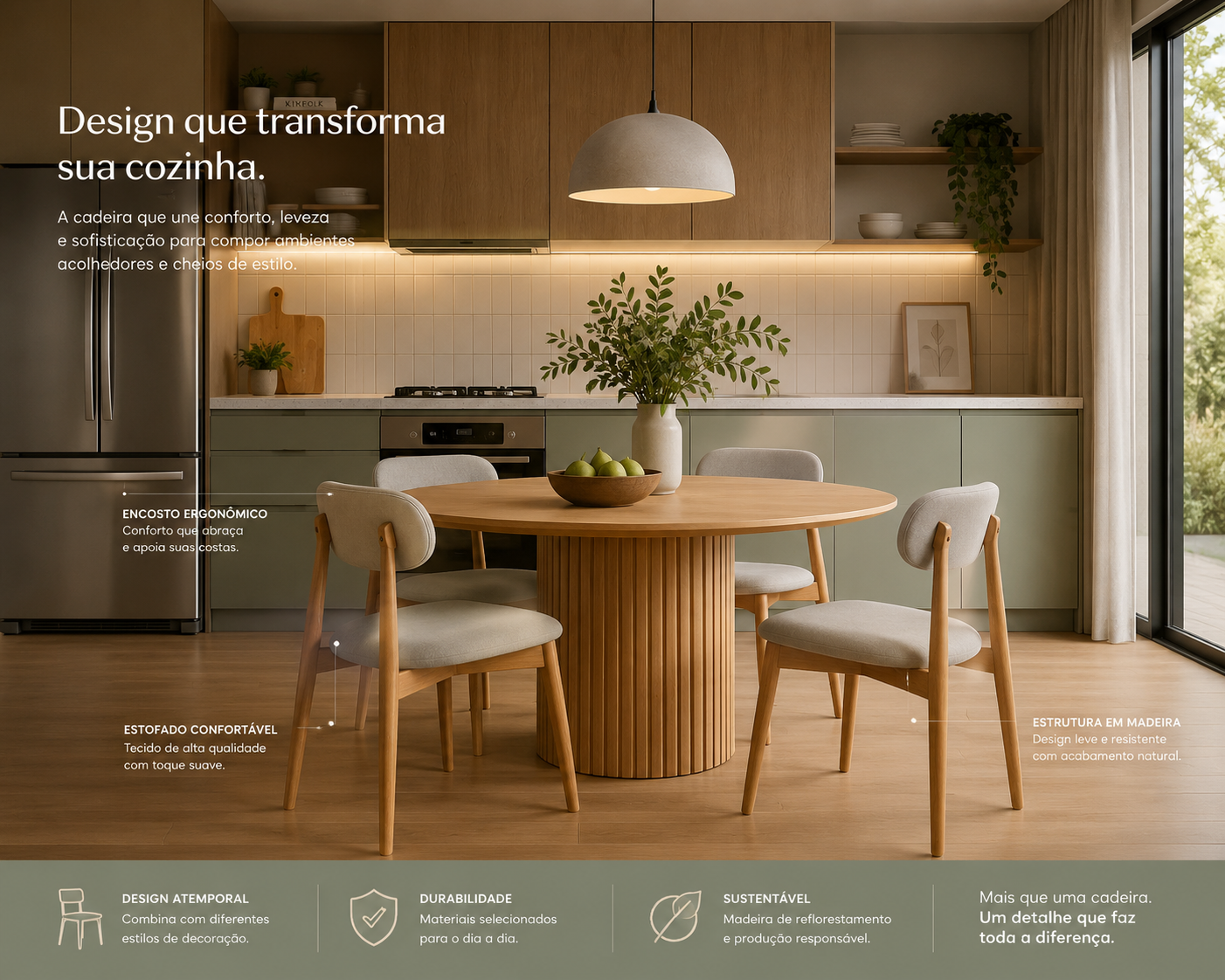 Conjunto de cadeiras Sereno em cozinha
